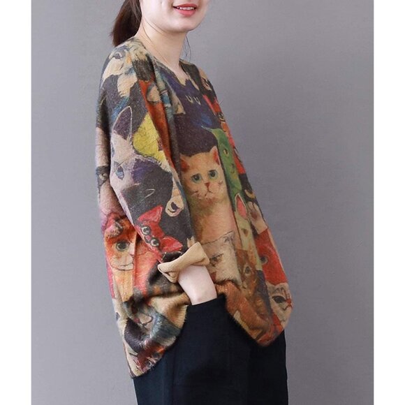 Women Christmas Sweater Graphic Print Oversized Pullover Picture 1 Loose Top - Picture 2 of 5